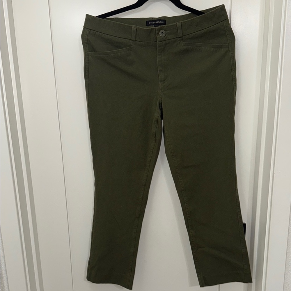 BANANA Republic Womens Straight Leg Crop Chino Pants 6 Stretch Mid Rise Office